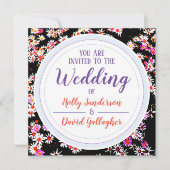 Stilvolle Hochzeitstag im Blumendesign Einladung (Vorderseite)