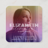 Stilvolle Holografie Gold und Pink Abstrakt 2 Foto Quadratische Visitenkarte (Rückseite)