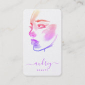 Stilvolle Holografie Pink Beauty Watercolor Script Visitenkarte (Vorderseite)