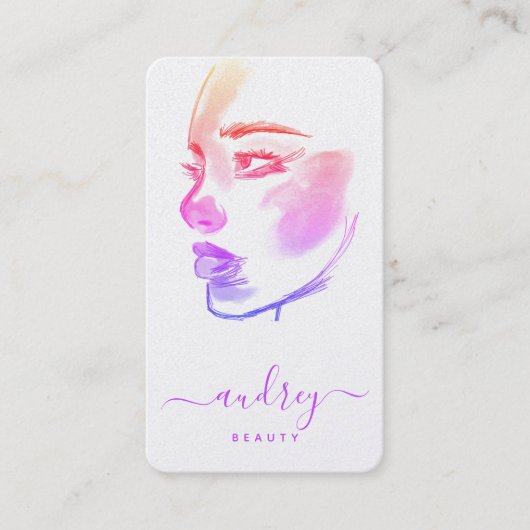 Stilvolle Holografie Pink Beauty Watercolor Script Visitenkarte (Vorderseite)