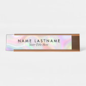 Stilvolle holografische Pastelle Minimalistisch Schreibtischnamensplakette (Vorderseite )