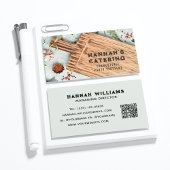 Stilvolle Holzschnitzerei Kochen rustikale Schrift Visitenkarte