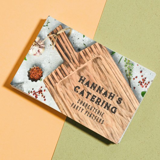 Stilvolle Holzschnitzerei Kochen rustikale Schrift Visitenkarte