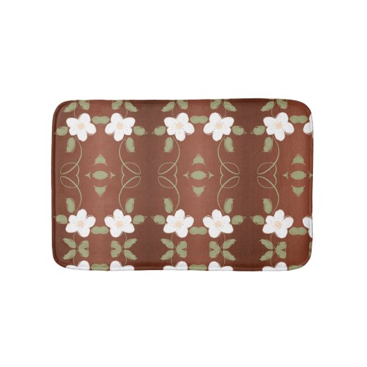 Stilvolle Honey Brown Floral Mat Badematte (Vorderseite)