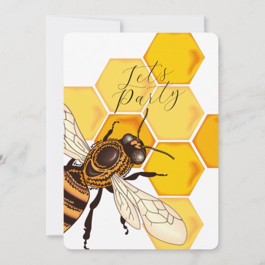Stilvolle Honeybee & Honeycomb Einladung zum Gebur (Rückseite)