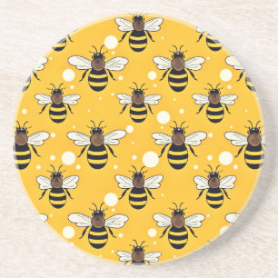 Stilvolle Honeybees Muster Gelb Getränkeuntersetzer