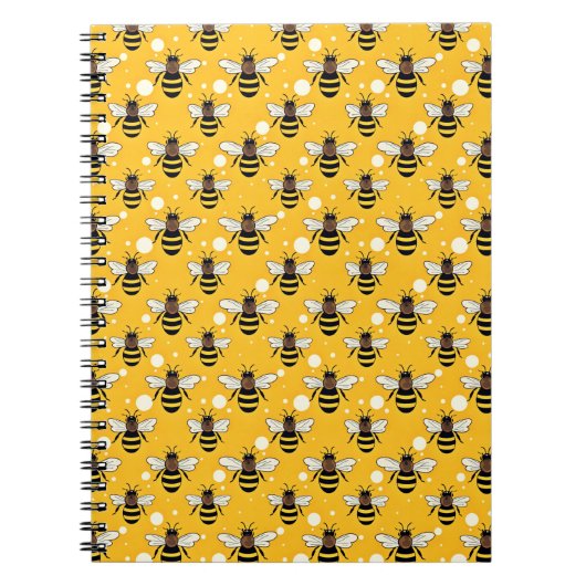 Stilvolle Honeybees Muster Gelb Notizblock (Vorderseite)