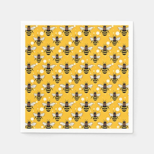 Stilvolle Honeybees Muster Gelb Serviette (Vorderseite)