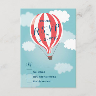 Stilvolle Hot Air Red White Balloon RSVP Card