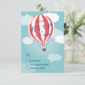 Stilvolle Hot Air Red White Balloon RSVP Card (Stehend Vorderseite)