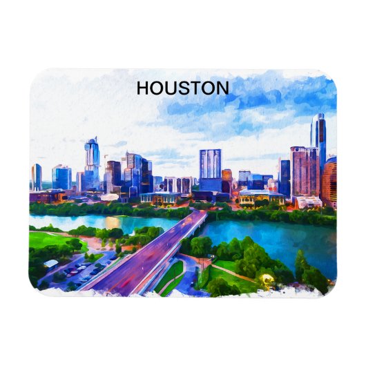 Stilvolle Houston Texas Panorama View Magnet (Horizontal)