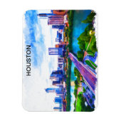 Stilvolle Houston Texas Panorama View Magnet (Vertikal)