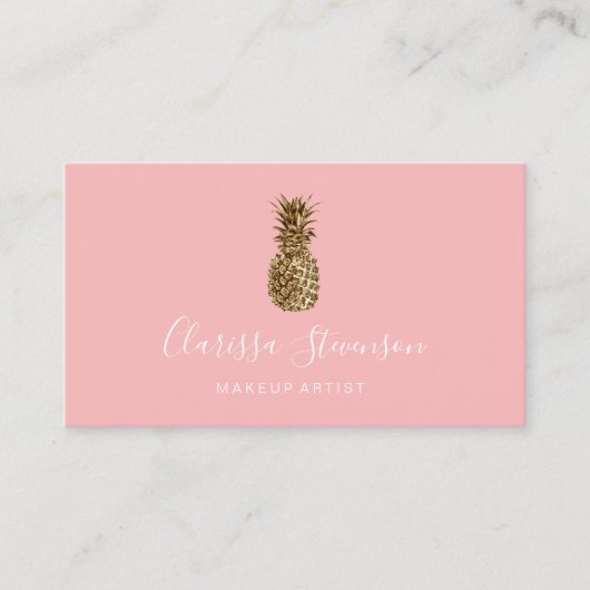 Stilvolle hübsche Ananas-Ananas-Schminkkünstlerin Visitenkarte (Vorderseite)