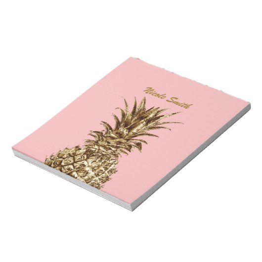 Stilvolle hübsche Ananas aus Gürtelgold und Pastel Notizblock (Rotiert)