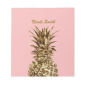 Stilvolle hübsche Ananas aus Gürtelgold und Pastel Notizblock (Vorderseite)