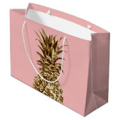 Stilvolle hübsche Ananas Große Geschenktüte (Rückseite Schrägansicht)