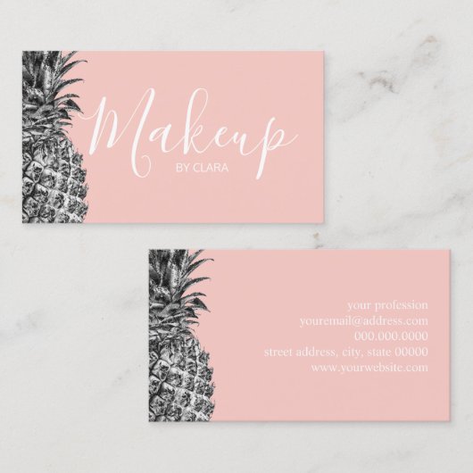Stilvolle hübsche Ananas-Make-up-Künstlerin Visitenkarte (Vorne/Hinten)