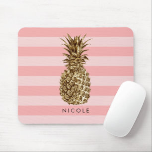 Stilvolle hübsche Ananas mit gürtelgoldenem Anan Mousepad