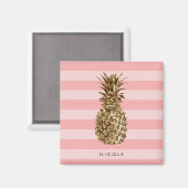 Stilvolle hübsche Ananas mit gürtelgoldenem Ananas Magnet (Vorderseite/Rückseite)