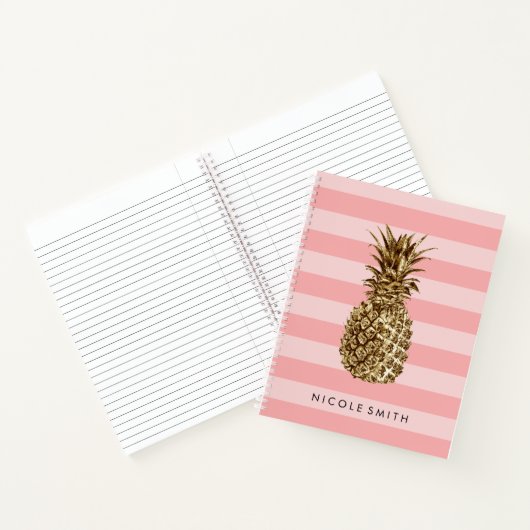 Stilvolle hübsche Ananas mit gürtelgoldenem Ananas Notizblock (Innenseite)
