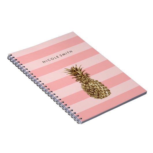 Stilvolle hübsche Ananas mit gürtelgoldenem Ananas Notizblock (Rechte Seite)