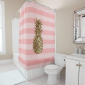 Stilvolle hübsche girly Goldananas u. rosa Duschvorhang (Beispiel)