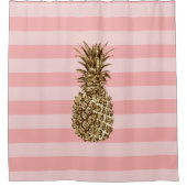 Stilvolle hübsche girly Goldananas u. rosa Duschvorhang (Vorderseite)