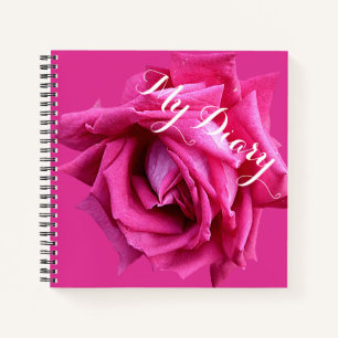 Stilvolle hübsche, heiß rosa Rose Blume boho flora Notizblock