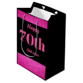 Stilvolle hübsche personalisierte Geburtstagsgesch Mittlere Geschenktüte (Vorderseite Schrägansicht)