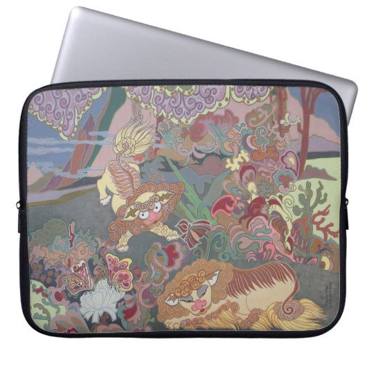 Stilvolle Hunde im Garten Laptopschutzhülle (Vorderseite)