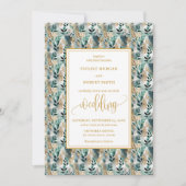 Stilvolle Hunter Green Gold Greenerity Wedding Ein Einladung (Vorderseite)