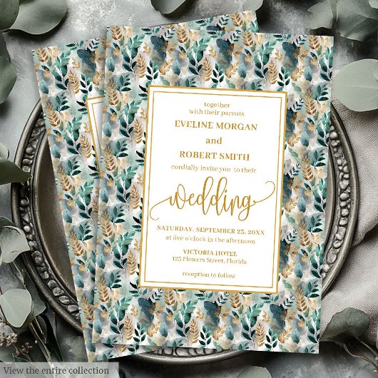 Stilvolle Hunter Green Gold Greenerity Wedding Ein Einladung