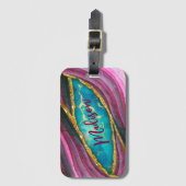 Stilvolle Imitate aus rosa Marmor Gold Glitzer Gepäckanhänger (Vorderseite Vertikal)