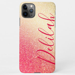 Stilvolle Imitate Girly Pink Glitzer Personalisier iPhone 11Pro Max Hülle
