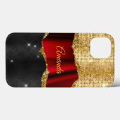 Stilvolle Imitate Glitzer Red Gold Schwarze Monogr Case-Mate iPhone Hülle (Rückseite (Horizontal))