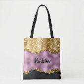 Stilvolle Imitate Glitzer Violet Gold Schwarze Mon Tasche (Vorderseite)