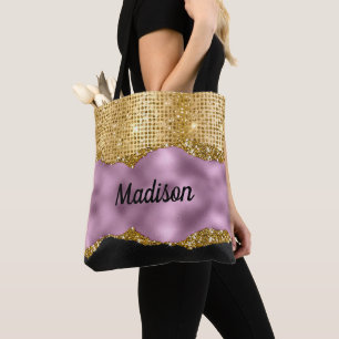 Stilvolle Imitate Glitzer Violet Gold Schwarze Mon Tasche