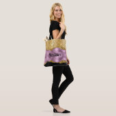 Stilvolle Imitate Glitzer Violet Gold Schwarze Mon Tasche (Am Model)