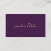 Stilvolle Imitate Gold Calligraphy Script Lila Visitenkarte (Vorderseite)