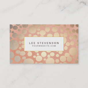 Stilvolle Imitate Gold Foil Circles & Peach Linen Visitenkarte