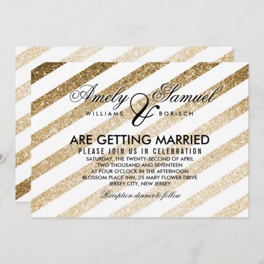 Stilvolle Imitate Gold Glitzer Hochzeit Einladung (Vorne/Hinten)