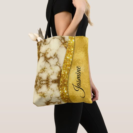 Stilvolle Imitate Gold Glitzer Marmorkunst Persona Tasche (Von Nahem)