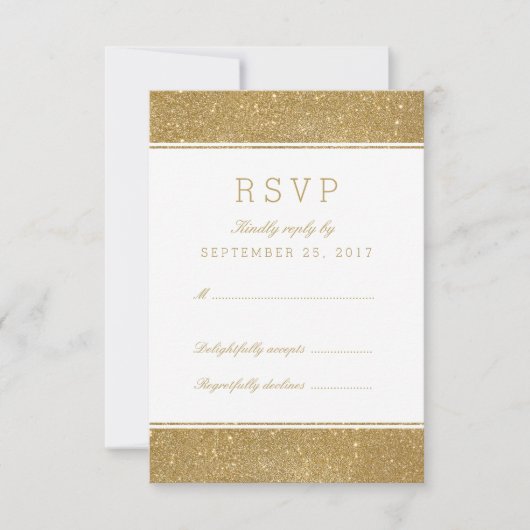 Stilvolle Imitate Gold Glitzer Response RSVP Karte (Vorderseite)