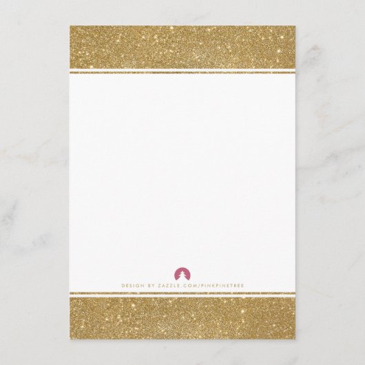Stilvolle Imitate Gold Glitzer Wedding Insert Card (Rückseite)