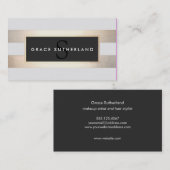 Stilvolle IMITATE Gold und Schwarz Streifen Monogr Visitenkarte (Vorne/Hinten)