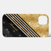 Stilvolle Imitate Kristallgolden und schwarz Perso Case-Mate iPhone Hülle (Rückseite (Horizontal))