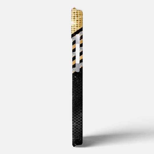 Stilvolle Imitate Kristallgolden und schwarz Perso Case-Mate iPhone Hülle (Rückseite / Links)