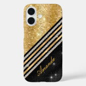 Stilvolle Imitate Kristallgolden und schwarz Perso Case-Mate iPhone Hülle (Rückseite)
