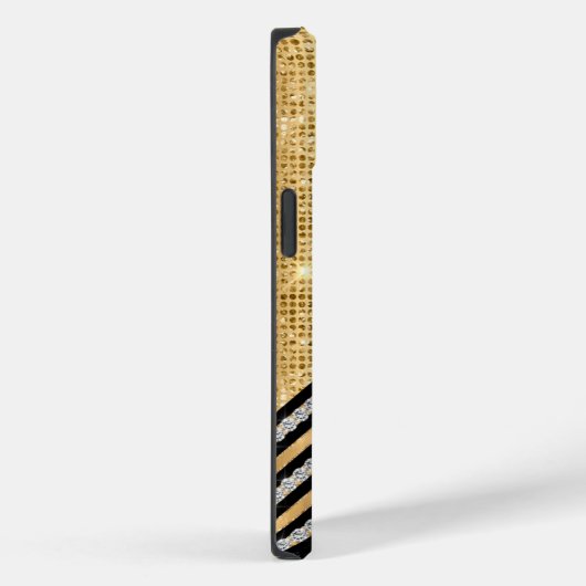 Stilvolle Imitate Kristallgolden und schwarz Perso Case-Mate iPhone Hülle (Rückseite / Rechts)