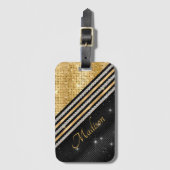 Stilvolle Imitate Kristallgolden und schwarz Perso Gepäckanhänger (Vorderseite Vertikal)
